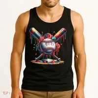 Baseball Home Plate Ice Cream Drip Baseball With Sprinkles Tank Top thumb 3