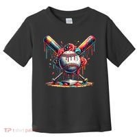 Baseball Home Plate Ice Cream Drip Baseball With Sprinkles Toddler T-Shirt thumb 0