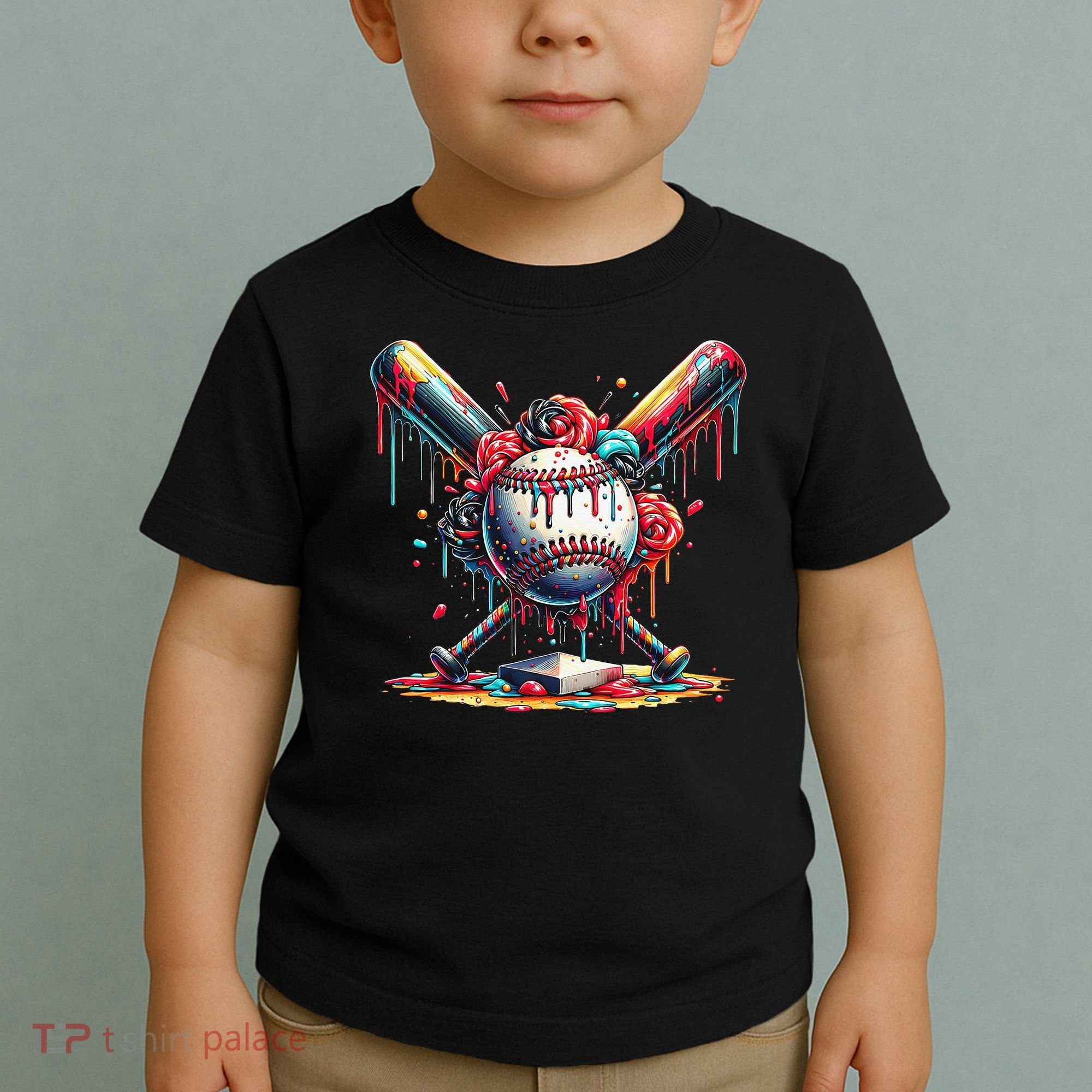 Baseball Home Plate Ice Cream Drip Baseball With Sprinkles Toddler T-Shirt