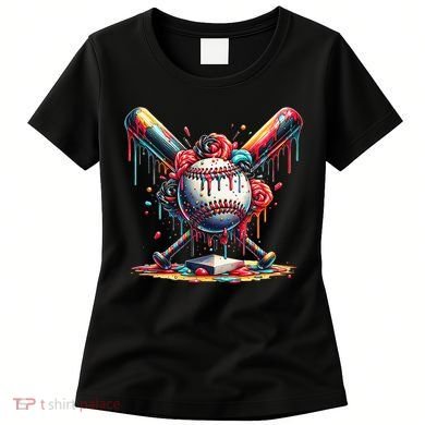 Baseball Home Plate Ice Cream Drip Baseball With Sprinkles Women's T-Shirt