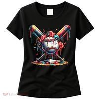 Baseball Home Plate Ice Cream Drip Baseball With Sprinkles Women's T-Shirt thumb 0