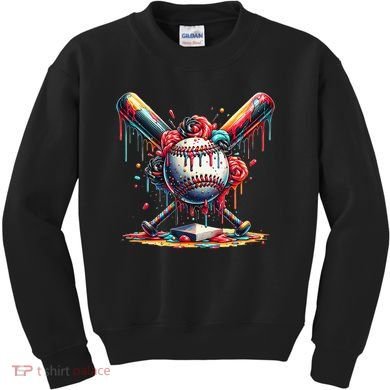Baseball Home Plate Ice Cream Drip Baseball With Sprinkles Kids Sweatshirt