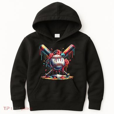 Baseball Home Plate Ice Cream Drip Baseball With Sprinkles Kids Hoodie