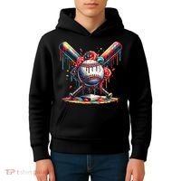 Baseball Home Plate Ice Cream Drip Baseball With Sprinkles Kids Hoodie thumb 4