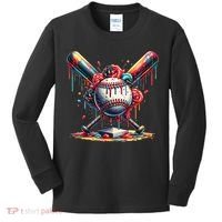 Baseball Home Plate Ice Cream Drip Baseball With Sprinkles Kids Long Sleeve Shirt thumb 0