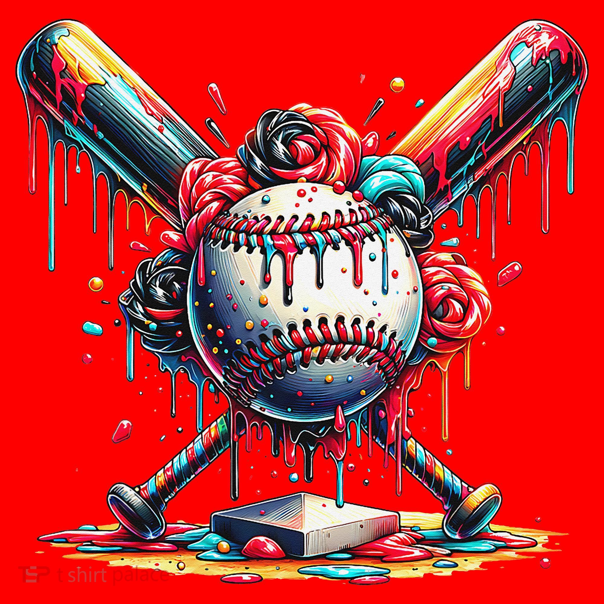 Baseball Home Plate Ice Cream Drip Baseball With Sprinkles Santa Hat