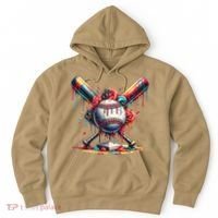 Baseball Home Plate Ice Cream Drip Baseball With Sprinkles Hoodie thumb 0