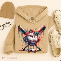 Baseball Home Plate Ice Cream Drip Baseball With Sprinkles Hoodie thumb 4
