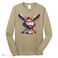 Baseball Home Plate Ice Cream Drip Baseball With Sprinkles Long Sleeve Shirt thumb 0