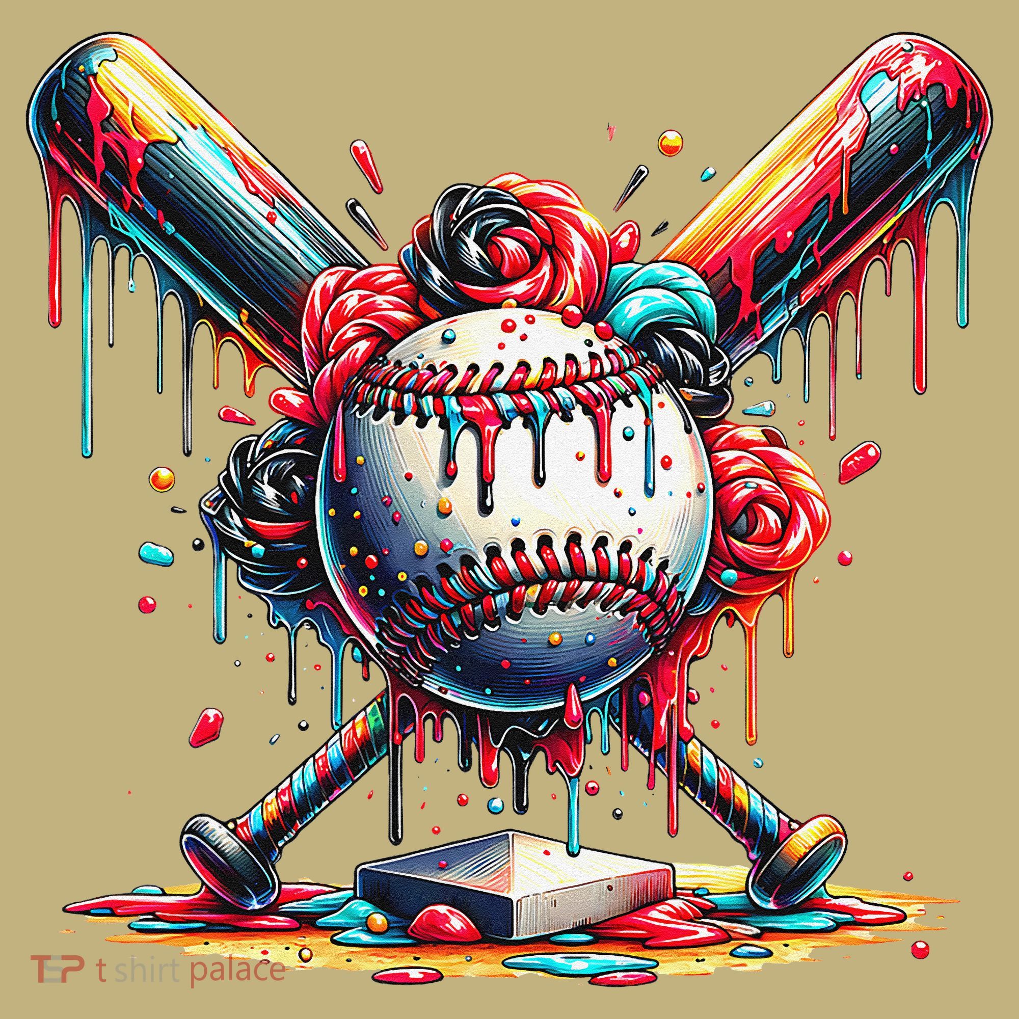 Baseball Home Plate Ice Cream Drip Baseball With Sprinkles Sweatshirt