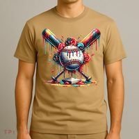 Baseball Home Plate Ice Cream Drip Baseball With Sprinkles T-Shirt thumb 3