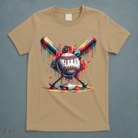 Baseball Home Plate Ice Cream Drip Baseball With Sprinkles T-Shirt thumb 5