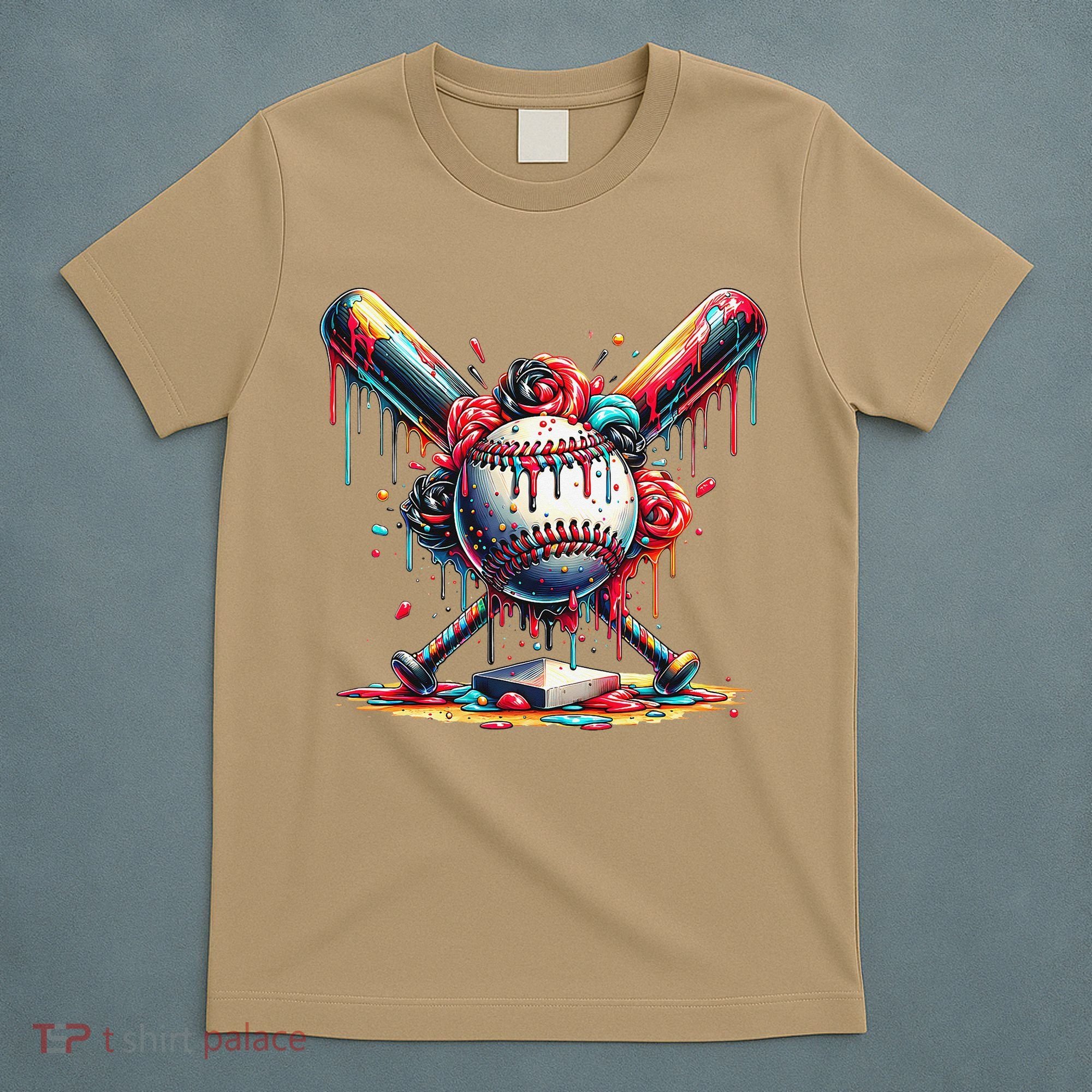 Baseball Home Plate Ice Cream Drip Baseball With Sprinkles T-Shirt