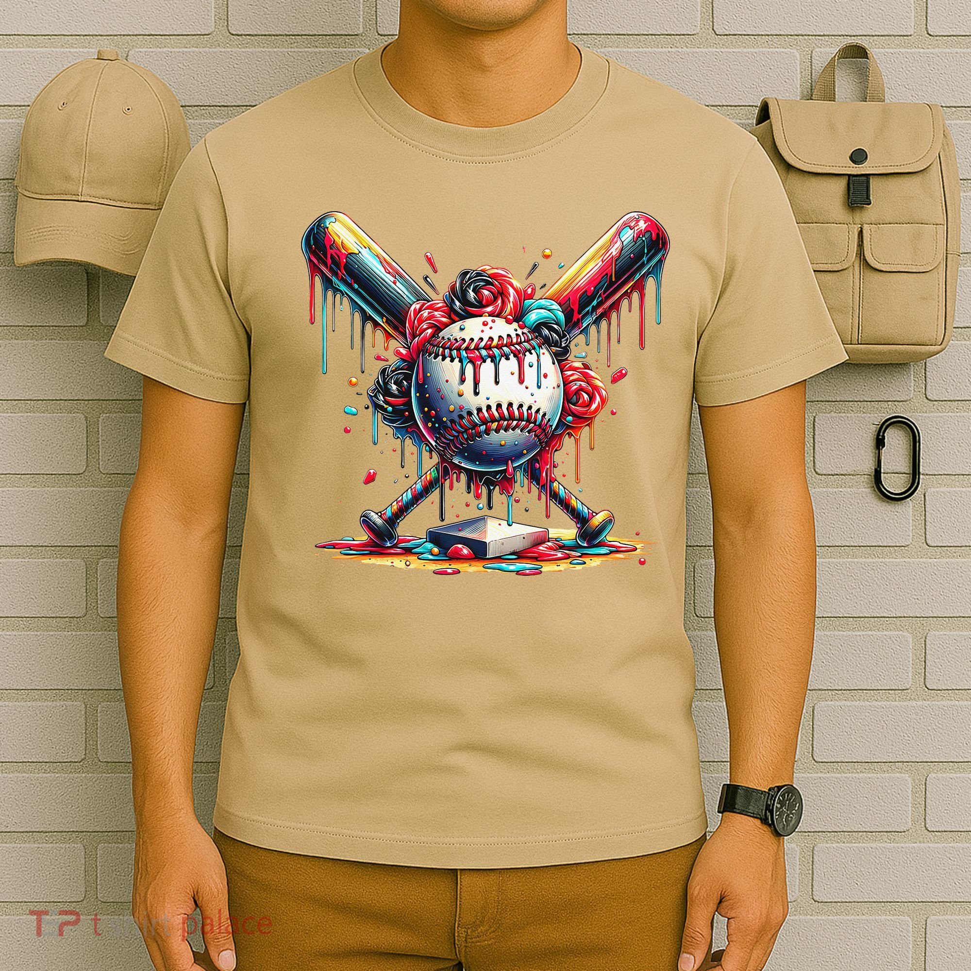 Baseball Home Plate Ice Cream Drip Baseball With Sprinkles T-Shirt