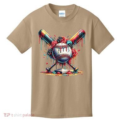 Baseball Home Plate Ice Cream Drip Baseball With Sprinkles Kids T-Shirt