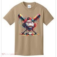 Baseball Home Plate Ice Cream Drip Baseball With Sprinkles Kids T-Shirt thumb 0