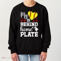 Behind Home Plate Softball Catcher Mom Softball Catcher Mama Cool Gift Women's Sweatshirt thumb 0