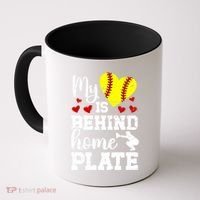 Behind Home Plate Softball Catcher Mom Softball Catcher Mama Cool Gift Coffee Mug thumb 0