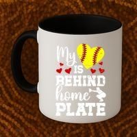 Behind Home Plate Softball Catcher Mom Softball Catcher Mama Cool Gift Coffee Mug thumb 2