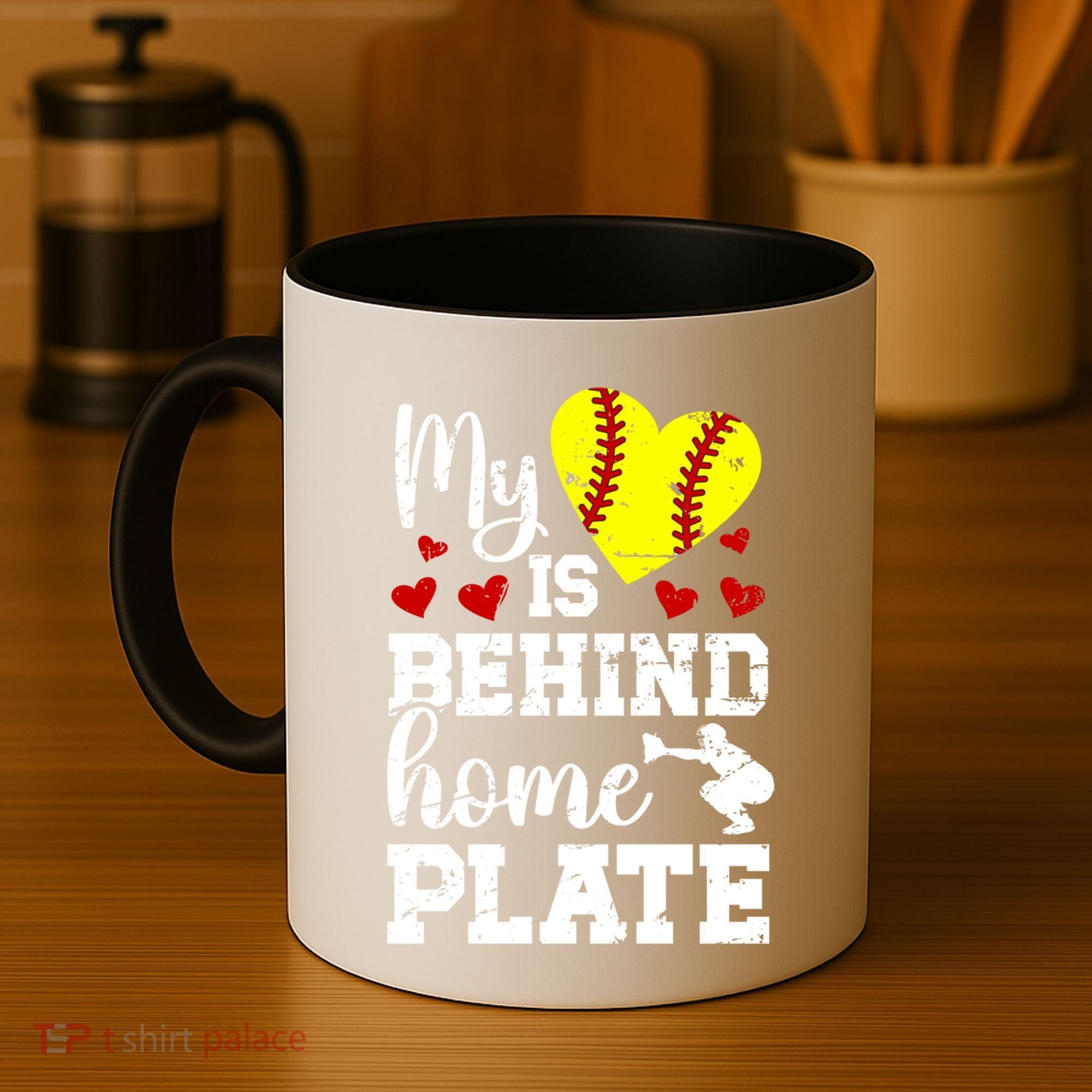 Behind Home Plate Softball Catcher Mom Softball Catcher Mama Cool Gift Coffee Mug