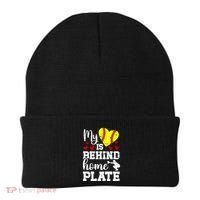 Behind Home Plate Softball Catcher Mom Softball Catcher Mama Cool Gift Beanie thumb 0