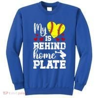 Behind Home Plate Softball Catcher Mom Softball Catcher Mama Cool Gift Sweatshirt thumb 0