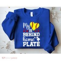Behind Home Plate Softball Catcher Mom Softball Catcher Mama Cool Gift Sweatshirt thumb 2