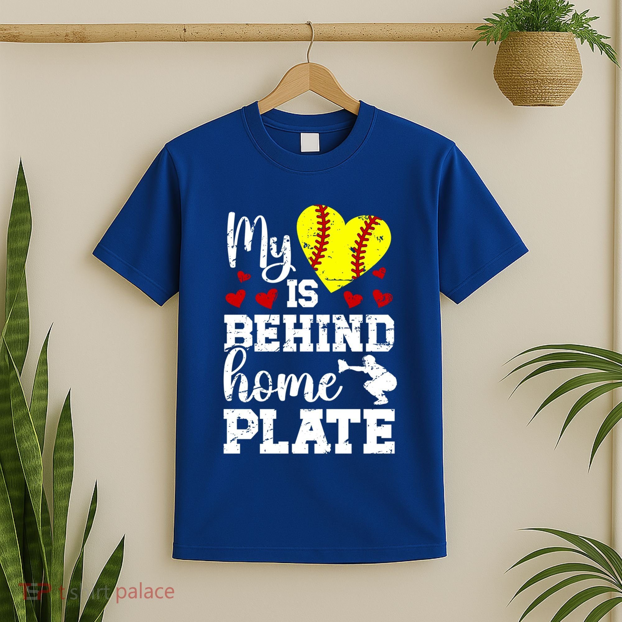 Behind Home Plate Softball Catcher Mom Softball Catcher Mama Cool Gift T-Shirt