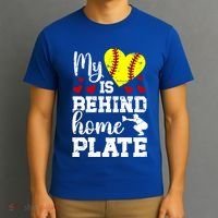 Behind Home Plate Softball Catcher Mom Softball Catcher Mama Cool Gift T-Shirt thumb 3