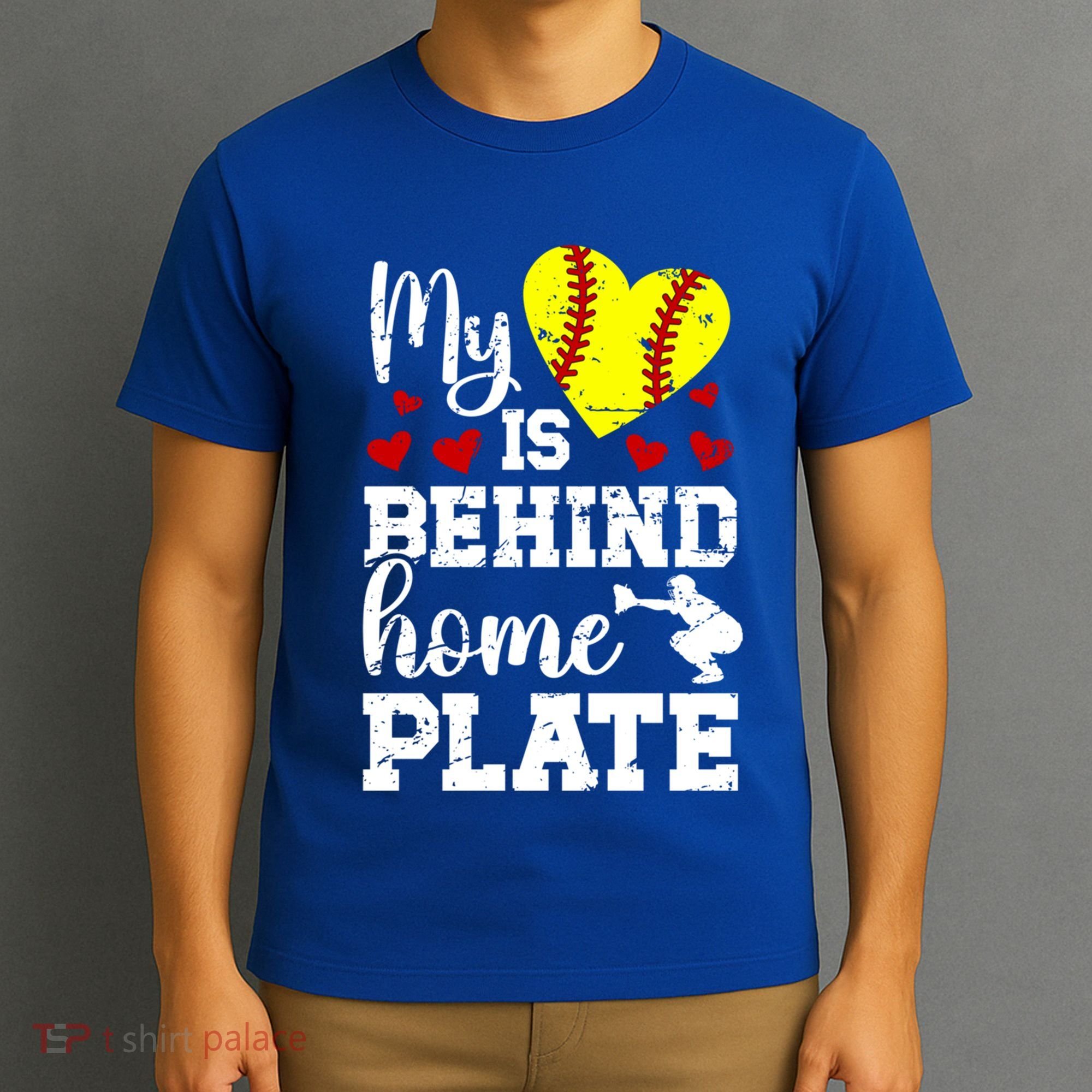 Behind Home Plate Softball Catcher Mom Softball Catcher Mama Cool Gift T-Shirt