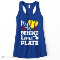 Behind Home Plate Softball Catcher Mom Softball Catcher Mama Cool Gift Women's Tank Top thumb 0