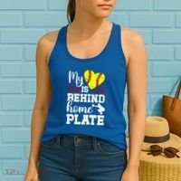 Behind Home Plate Softball Catcher Mom Softball Catcher Mama Cool Gift Women's Tank Top thumb 2