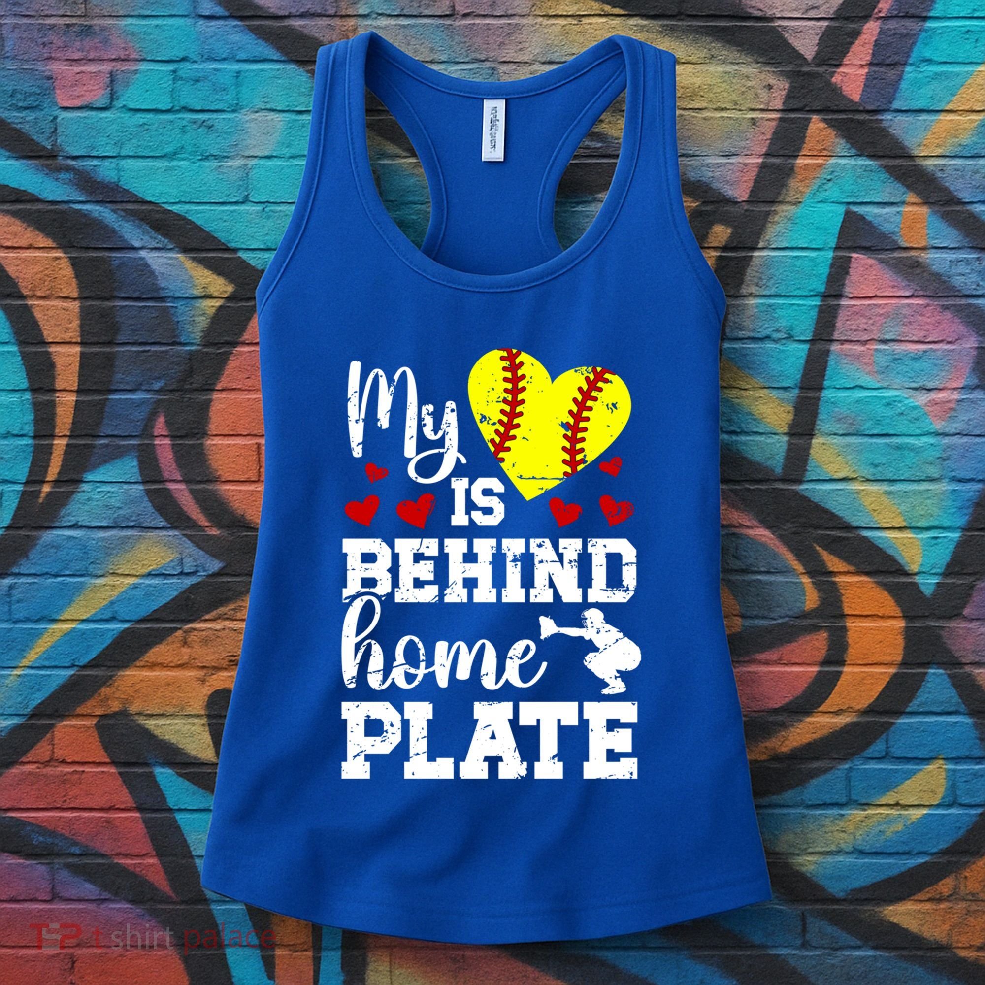 Behind Home Plate Softball Catcher Mom Softball Catcher Mama Cool Gift Women's Tank Top