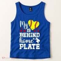 Behind Home Plate Softball Catcher Mom Softball Catcher Mama Cool Gift Tank Top thumb 2