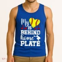 Behind Home Plate Softball Catcher Mom Softball Catcher Mama Cool Gift Tank Top thumb 3