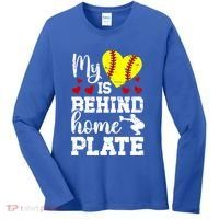 Behind Home Plate Softball Catcher Mom Softball Catcher Mama Cool Gift Women's Long Sleeve Shirt thumb 0