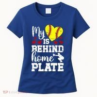 Behind Home Plate Softball Catcher Mom Softball Catcher Mama Cool Gift Women's T-Shirt thumb 0
