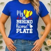 Behind Home Plate Softball Catcher Mom Softball Catcher Mama Cool Gift Women's T-Shirt thumb 2
