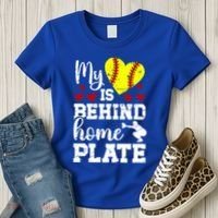 Behind Home Plate Softball Catcher Mom Softball Catcher Mama Cool Gift Women's T-Shirt thumb 3