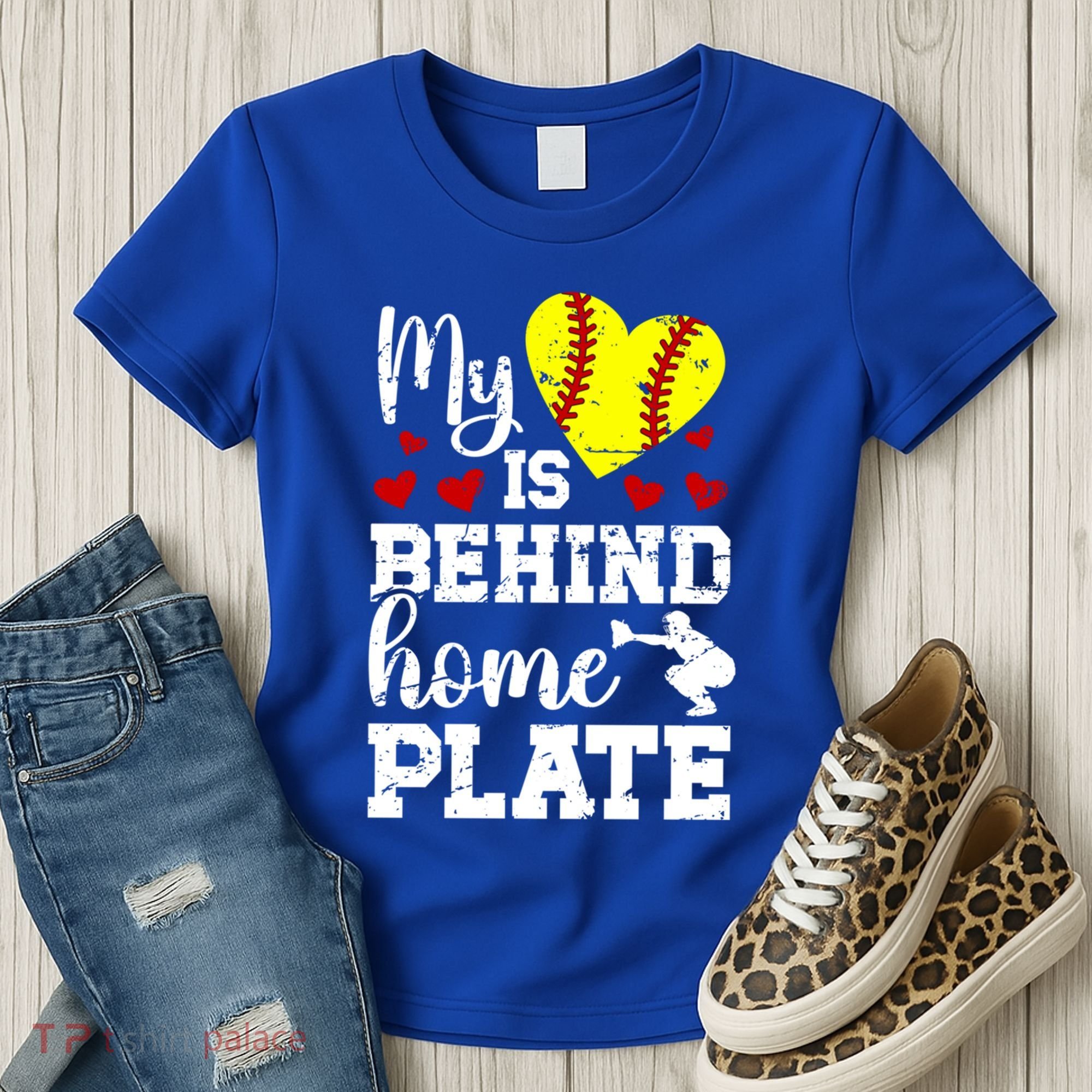 Behind Home Plate Softball Catcher Mom Softball Catcher Mama Cool Gift Women's T-Shirt