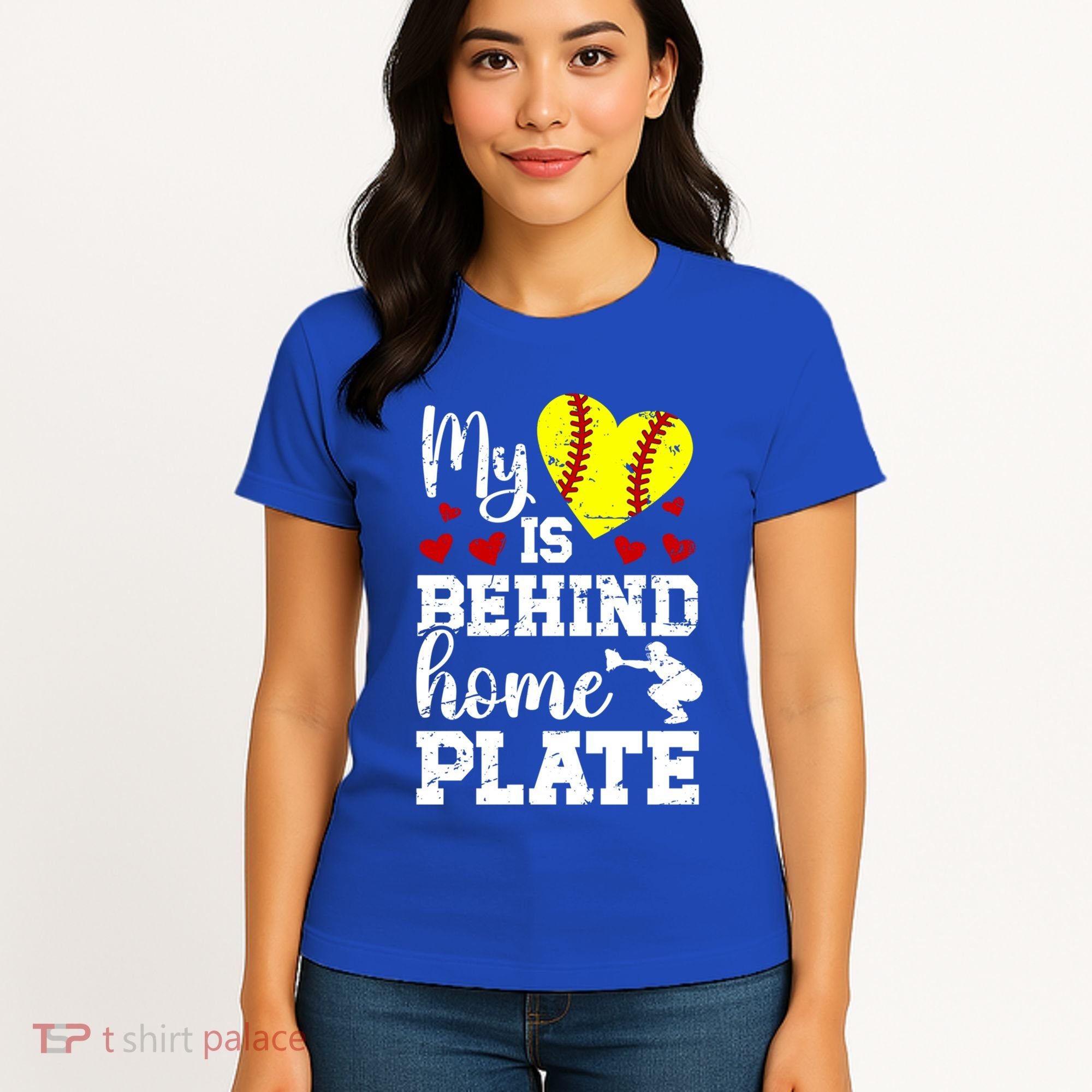 Behind Home Plate Softball Catcher Mom Softball Catcher Mama Cool Gift Women's T-Shirt
