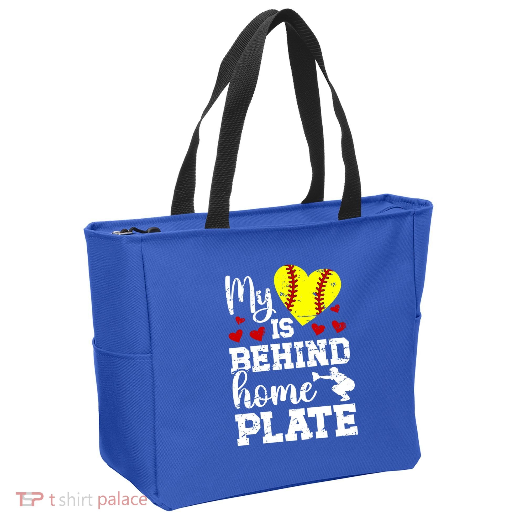 Behind Home Plate Softball Catcher Mom Softball Catcher Mama Cool Gift Tote Bag