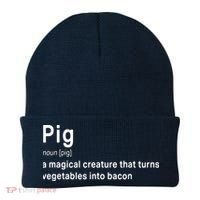 Best Hilarious Pig And Bacon Definition Funny Gift Beanie thumb 0