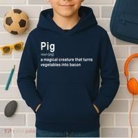 Best Hilarious Pig And Bacon Definition Funny Gift Kids Hoodie thumb 2