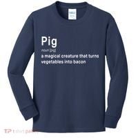 Best Hilarious Pig And Bacon Definition Funny Gift Kids Long Sleeve Shirt thumb 0