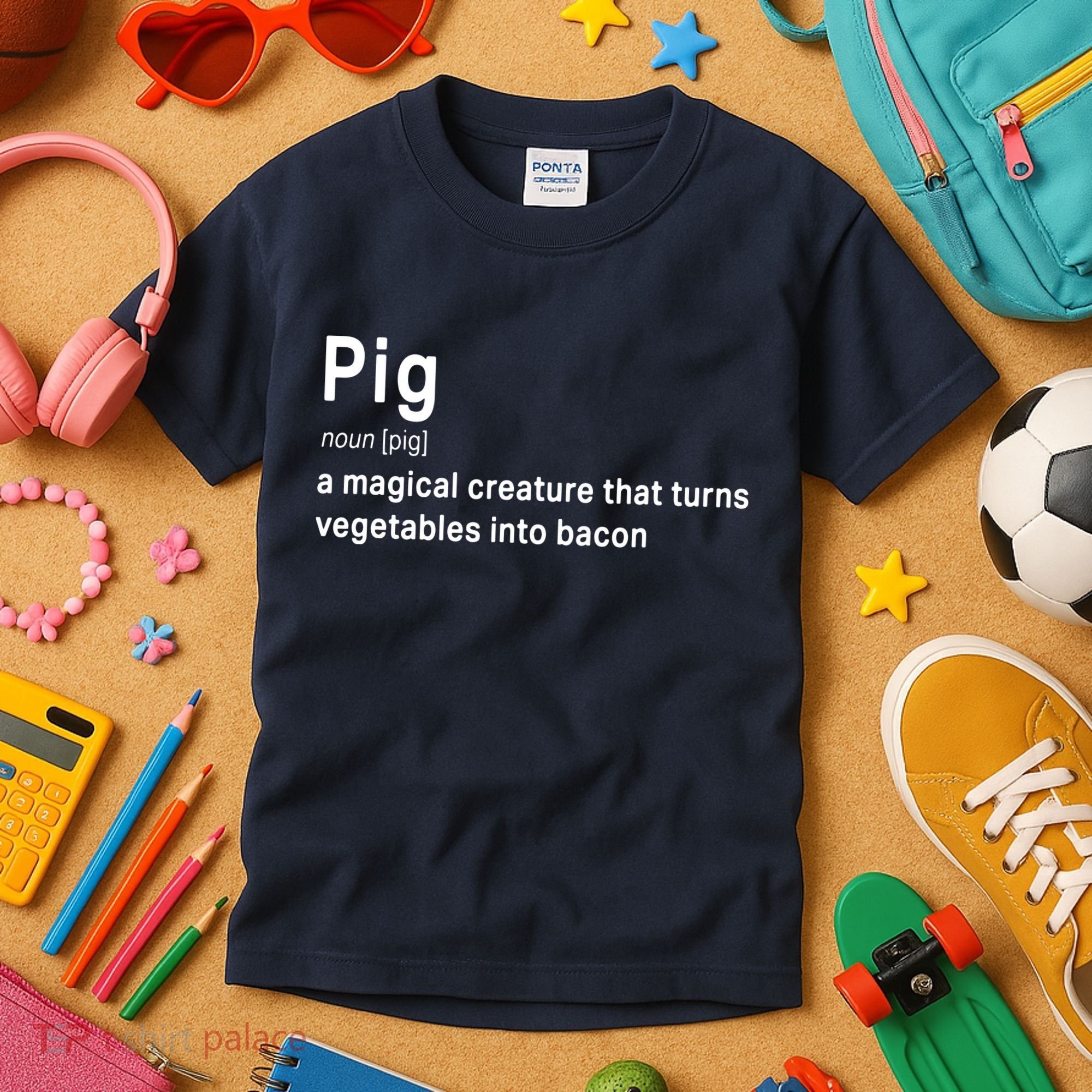 Best Hilarious Pig And Bacon Definition Funny Gift Kids T-Shirt