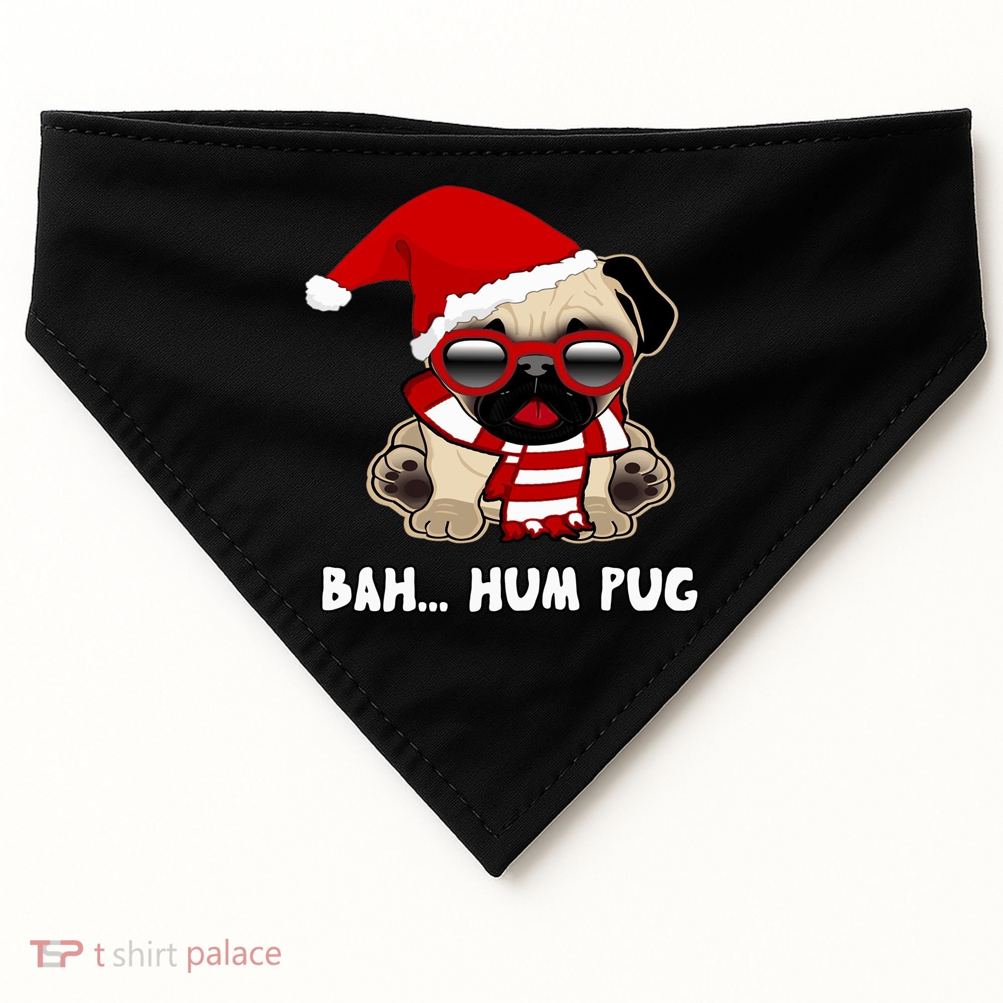 Bah Hum Pug Christmas Great Gift USA-Made Doggie Bandana