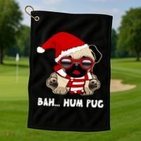 Bah Hum Pug Christmas Great Gift Golf Towel thumb 1