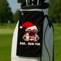 Bah Hum Pug Christmas Great Gift Golf Towel thumb 2