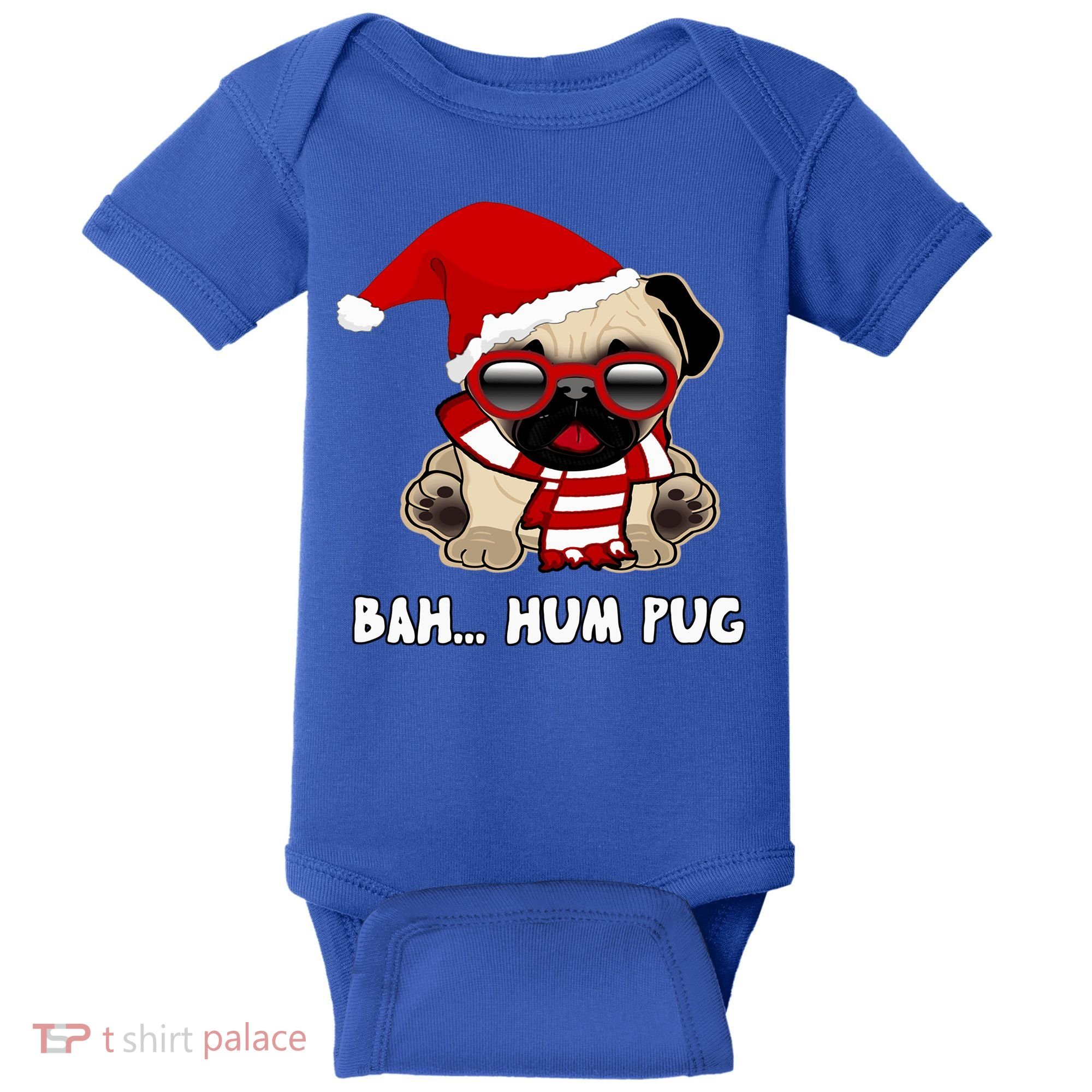 Bah Hum Pug Christmas Great Gift Baby Bodysuit